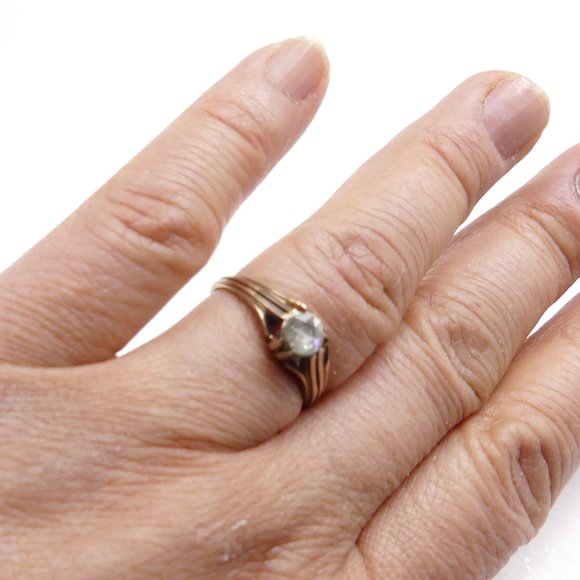 Antique 10k gold Georgian rose cut diamond foil ba - Picture 10 of 14